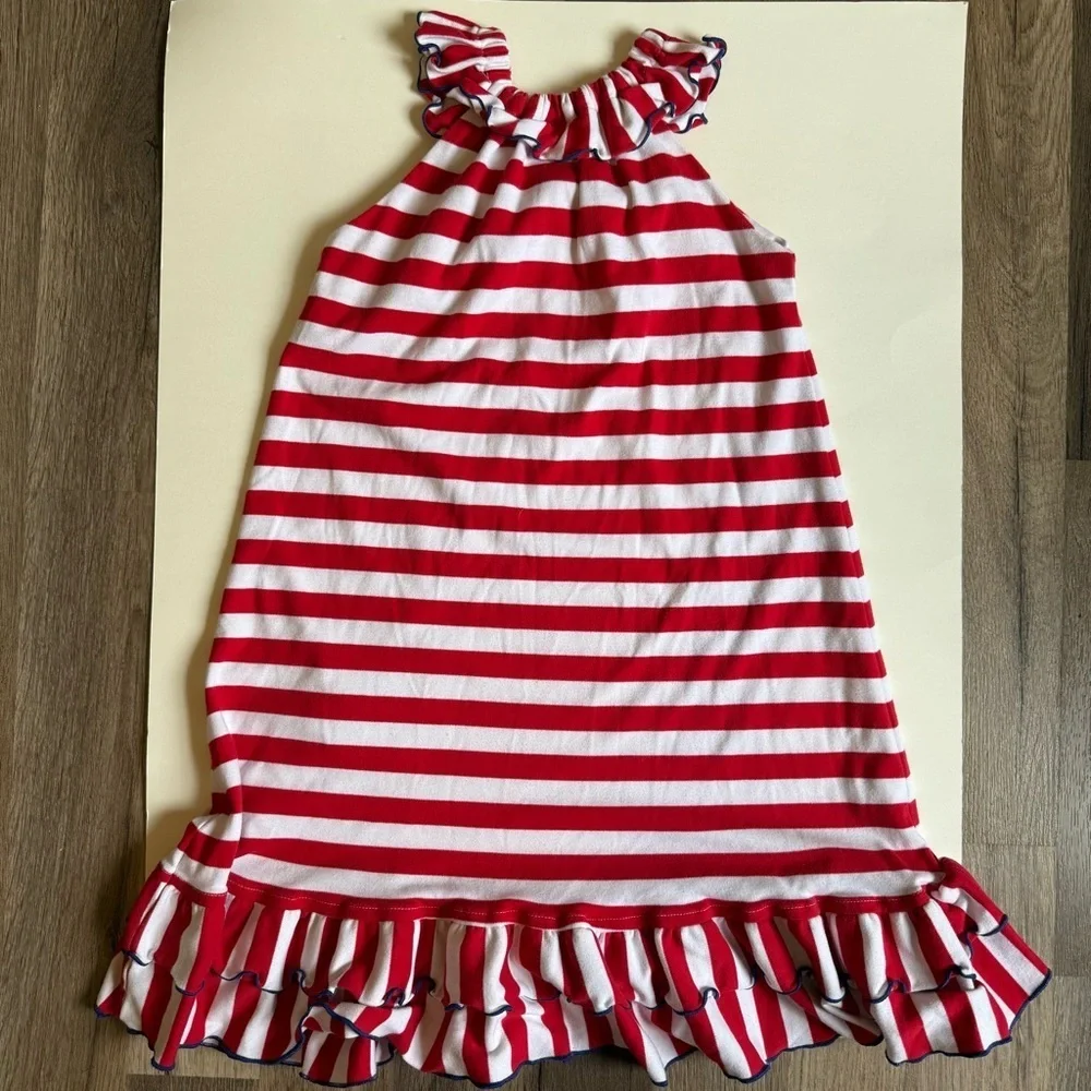 Zuccini Girls Red and White Striped Anchor Navy Dress size 6